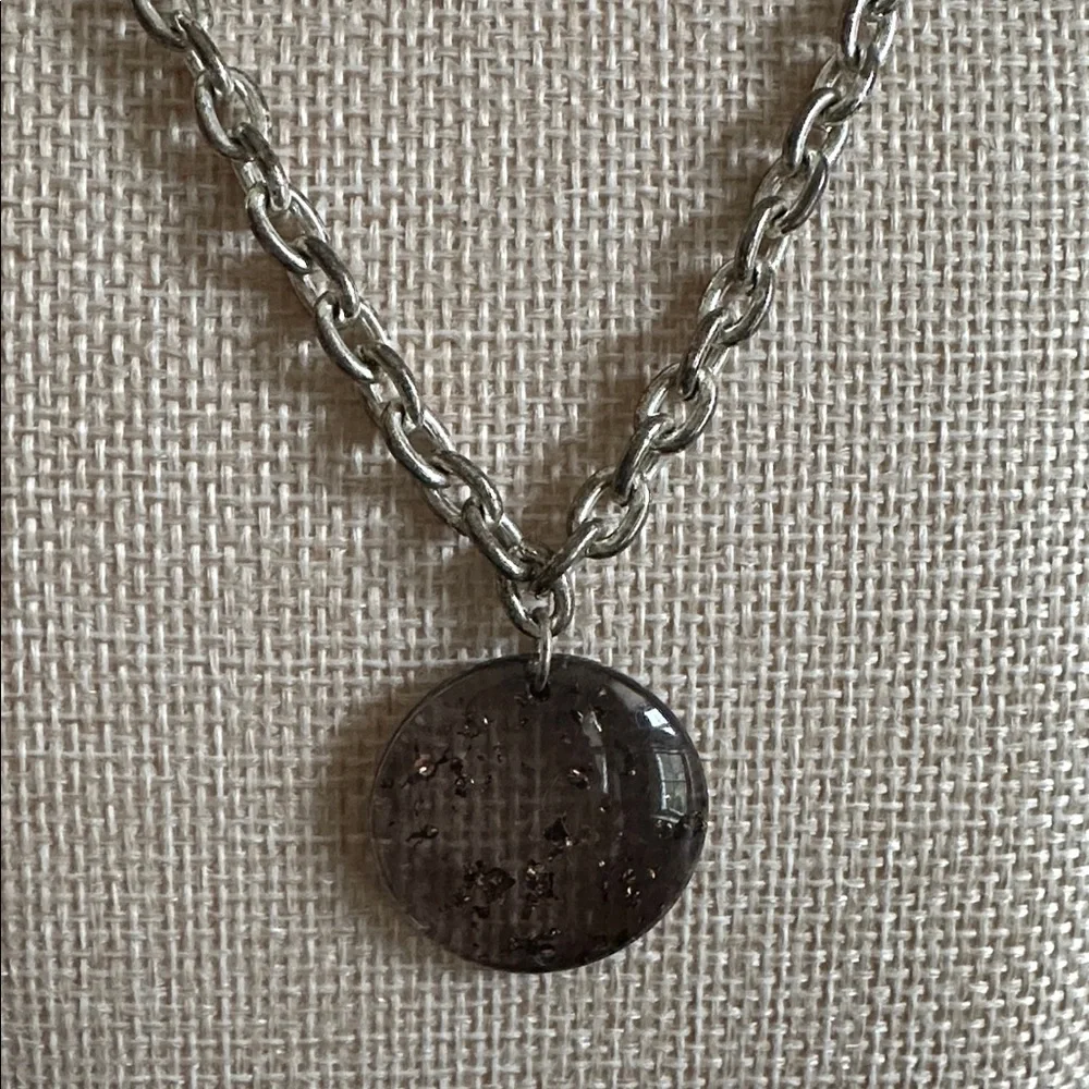 💜🩶 LAILA ROWE Silver-Tone Round Pendant Chain Necklace - Women's Jewelry purple